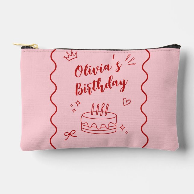 Red and Pink Birthday Accessory Pouch (Front)