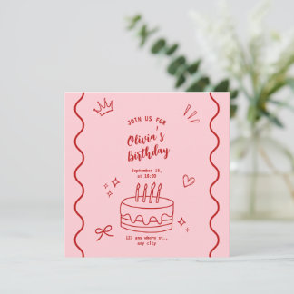 Red and Pink Birthday Save The Date