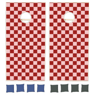Red and Pink Checkerboard Cornhole Set