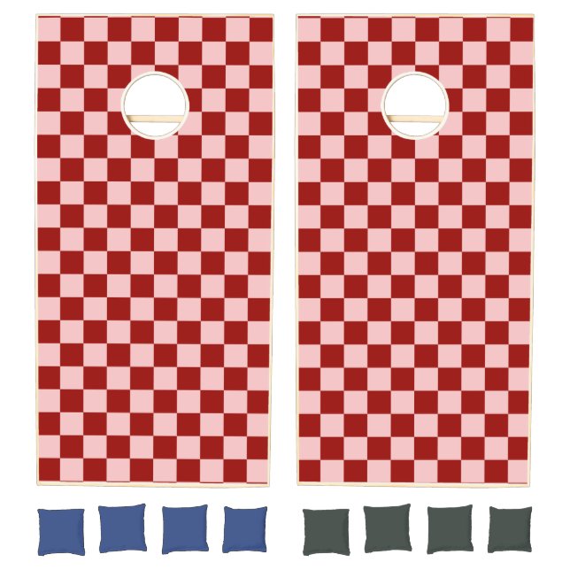 Red and Pink Checkerboard Cornhole Set (Set)