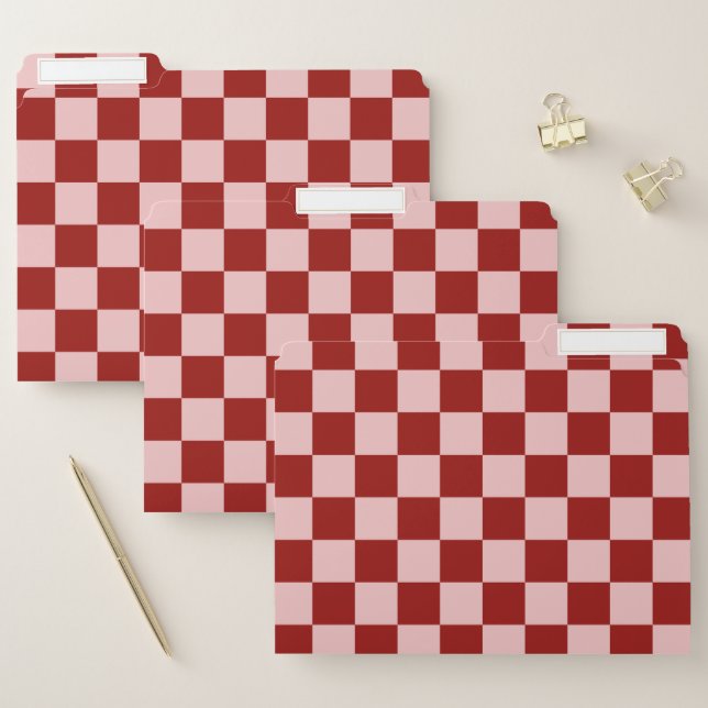 Red and Pink Checkerboard File Folder (Set)