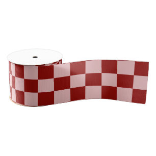 Red and Pink Checkerboard Grosgrain Ribbon