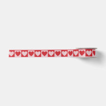 Red and Pink Checkerboard Heart Ribbon