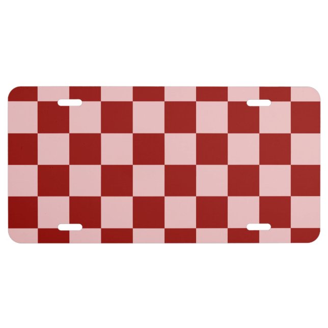 Red and Pink Checkerboard License Plate (Front)