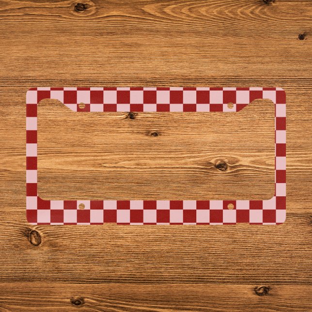 Red and Pink Checkerboard License Plate Frame (Creator Uploaded)