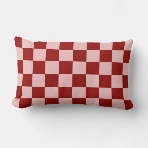 Red and Pink Checkerboard Lumbar Pillow