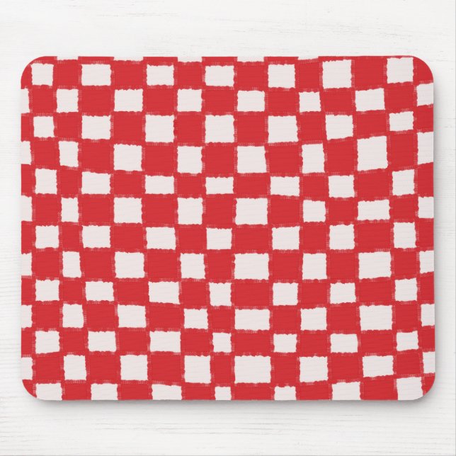 Red and Pink Checkerboard Pattern Bold and Stylish Mouse Pad (Front)