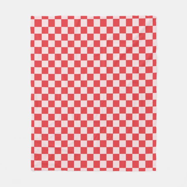 Red And Pink Checkered Pattern Checkerboard Check Fleece Blanket (Front)