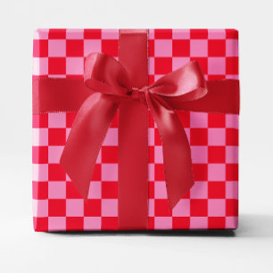 Red and Pink Checkered Wrapping Paper
