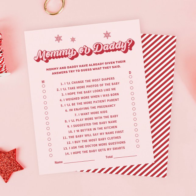 Red and Pink Christmas Baby Shower Guess Who Game (Creator Uploaded)