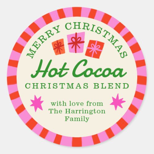 Red and Pink Christmas Hot Cocoa diy gift sticker