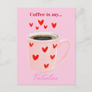 Red and Pink Coffee Love Holiday Postcard