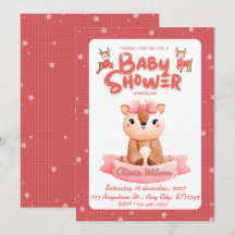 Red And Pink Cute Baby Shower Invitation