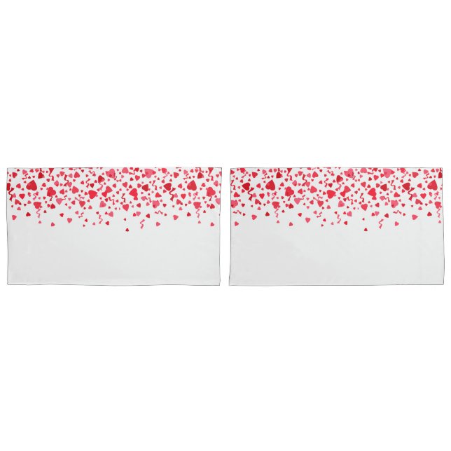 Red and Pink Cute Confetti Hearts Pattern   Pillow Case (Front-Set)