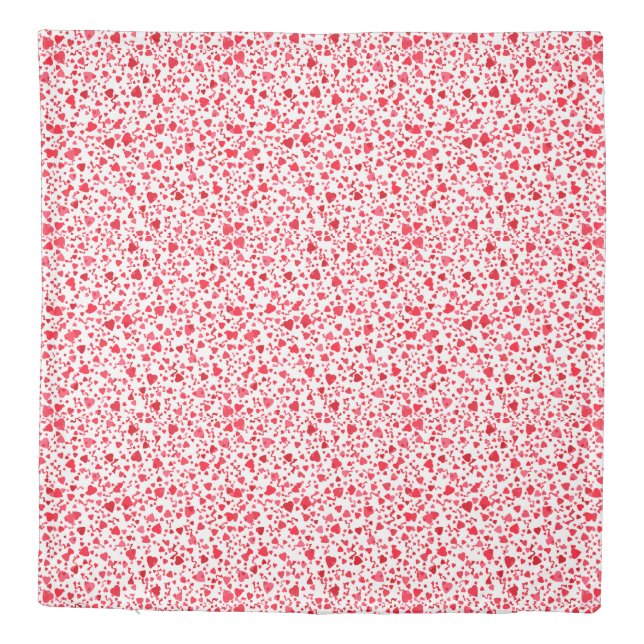 Red and Pink Cute Confetti Hearts Pattern Queen Duvet Cover (Back)
