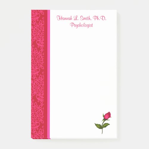 Red and Pink Damask Swirls Rose Post_It Notes