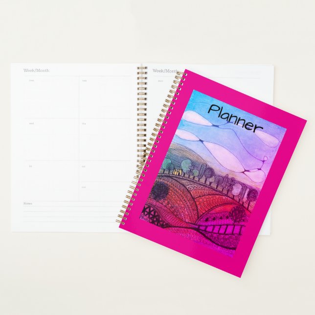 Red and pink doodle landscape Planner (Display)