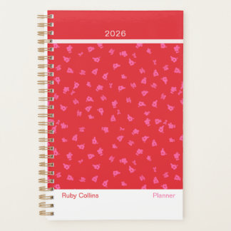 Red and Pink Feminine Minimalist Floral Planner