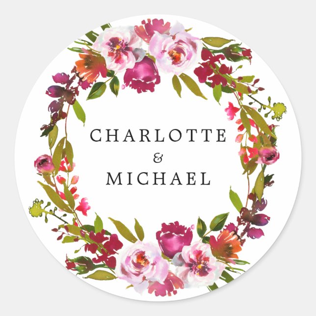 Red and Pink Floral Engagement Party Envelope Seal (Front)