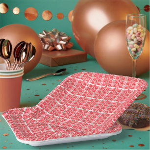 Red and pink floral graphics featuring geraniums i paper plates