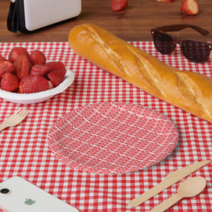 Red and pink floral graphics featuring geraniums i paper plates
