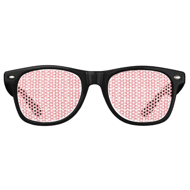 Red and pink floral graphics featuring geraniums i retro sunglasses (Front)