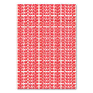 Red and pink floral graphics featuring geraniums i table number