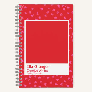 Red and Pink Floral Notebook