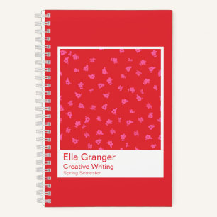 Red and Pink Floral Notebook