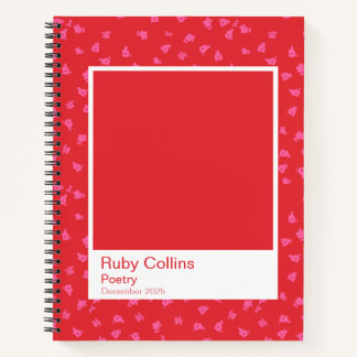 Red and Pink Floral Notebook