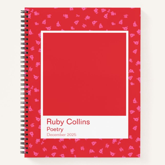 Red and Pink Floral Notebook (Front)