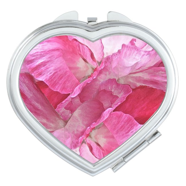 Red and Pink Floral Poppy Flower Compact Mirror