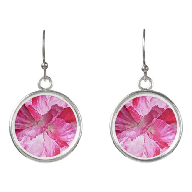 Red and Pink Floral Poppy Flower Drop Earrings