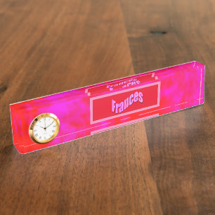 Red And Pink Frances Name Logo, Desk Name Plate