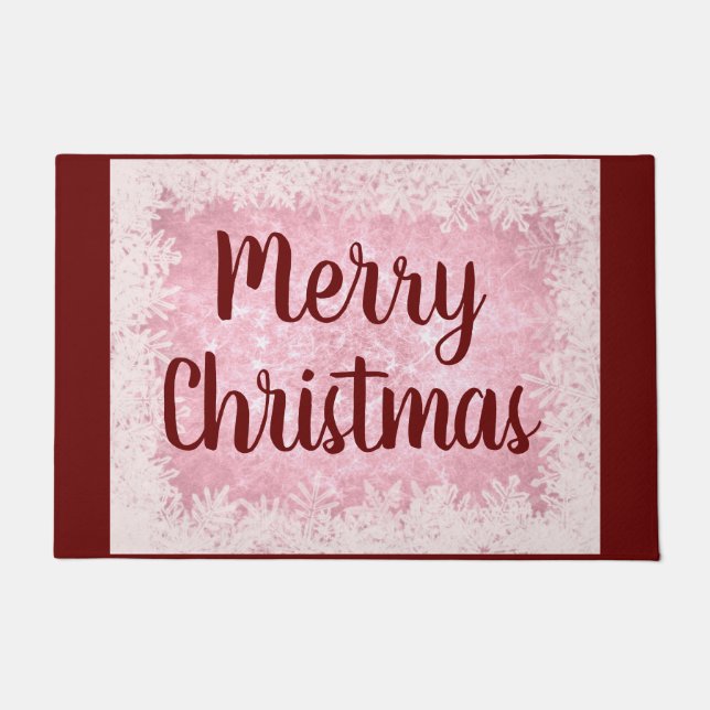 Red and Pink frost Merry Christmas Doormat (Front)