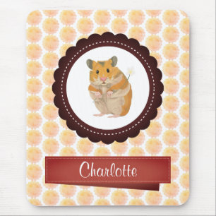 Red and Pink Girls Hamster Mouse Pad