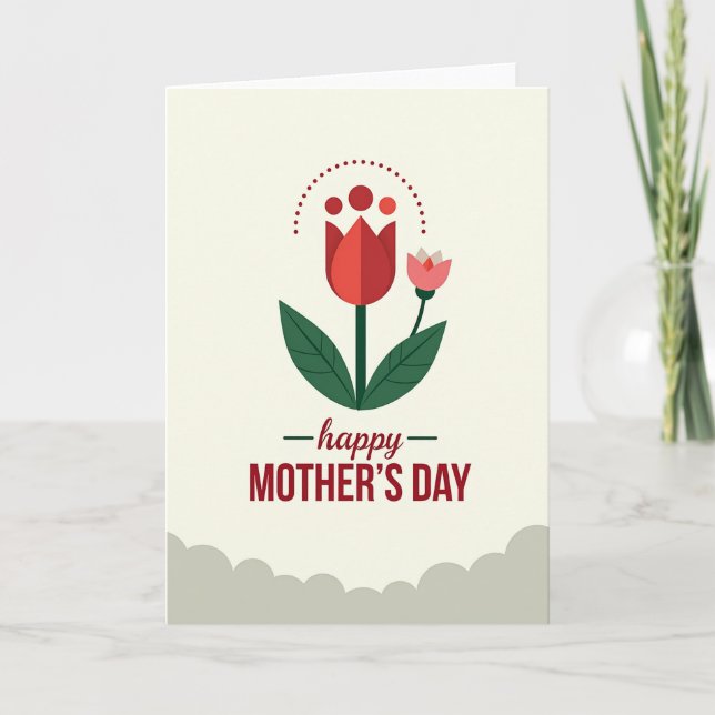 Red And Pink Happy Mothers Day Card (Front)