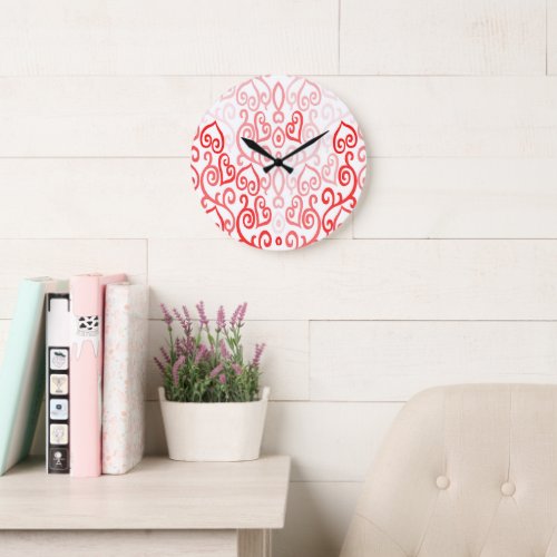 Red and Pink Heart Design Large Clock