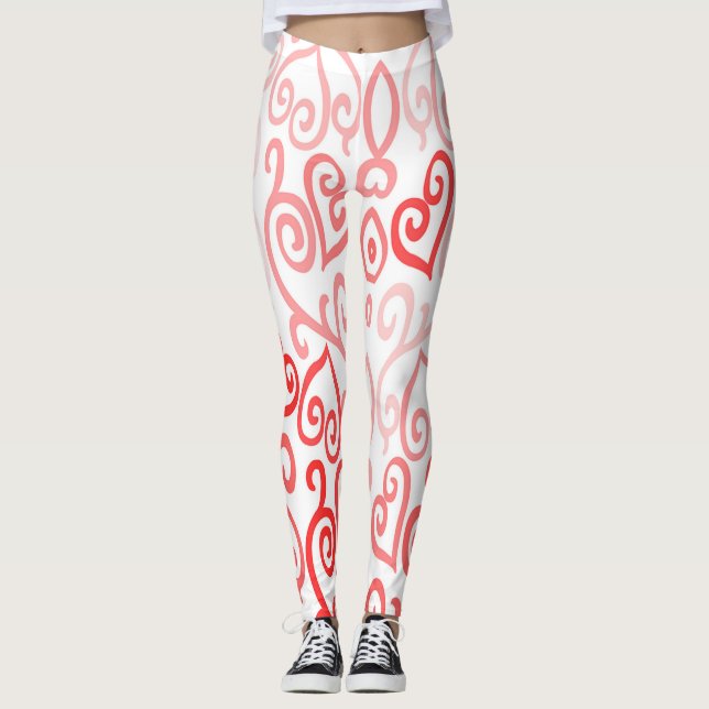 Red and Pink Heart Leggings (Front)