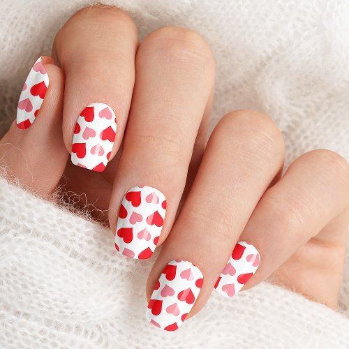 Red And Pink Heart Pattern Minx Nail Art