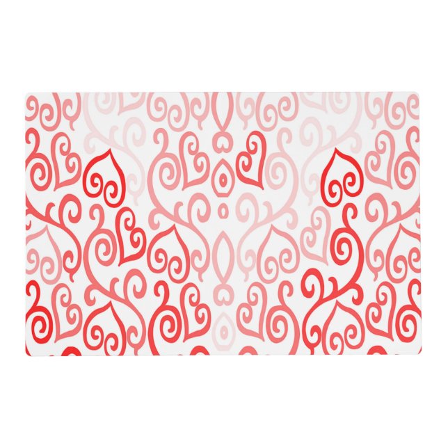 Red and Pink Heart Pattern Placemat (Front)