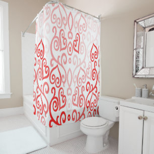 Red and Pink Heart Pattern Shower Curtain