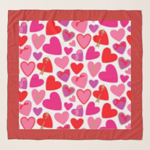Red and Pink Heart Scarf