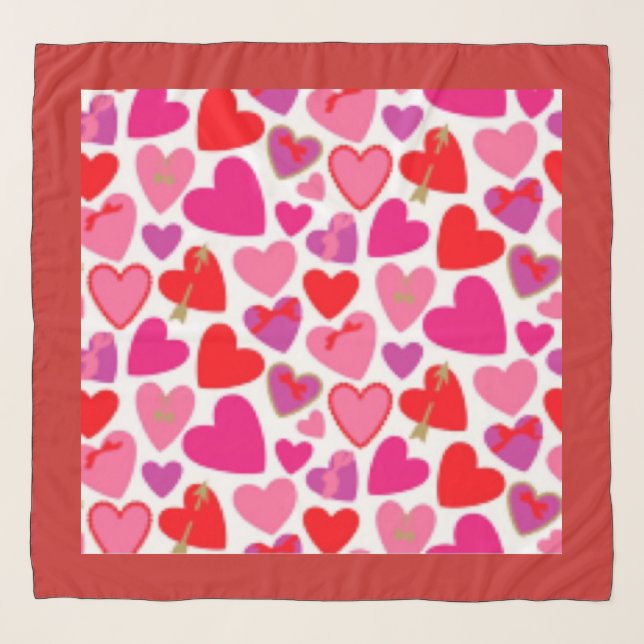 Red and Pink Heart Scarf (Front)
