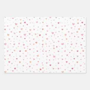 Red and Pink heart valentine Wrapping Paper Sheets