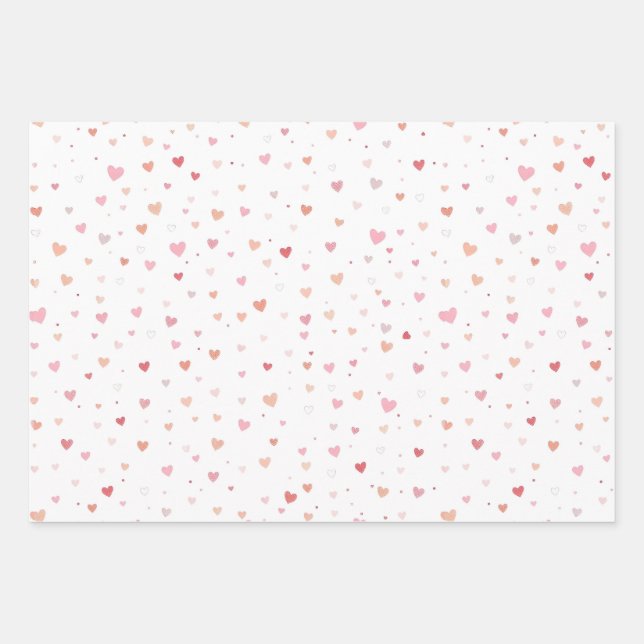  Red and Pink heart valentine Wrapping Paper Sheets (Front)