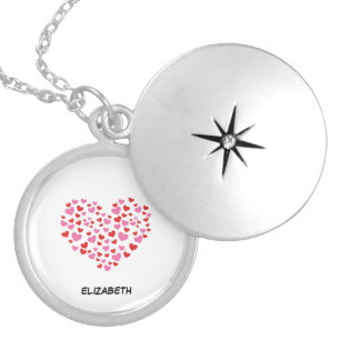 Red And Pink Hearts Add Your Name Locket Necklace