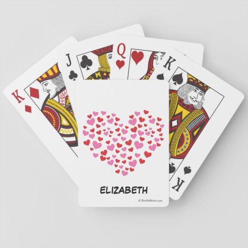 Red And Pink Hearts  Add Your Name Playing Cards
