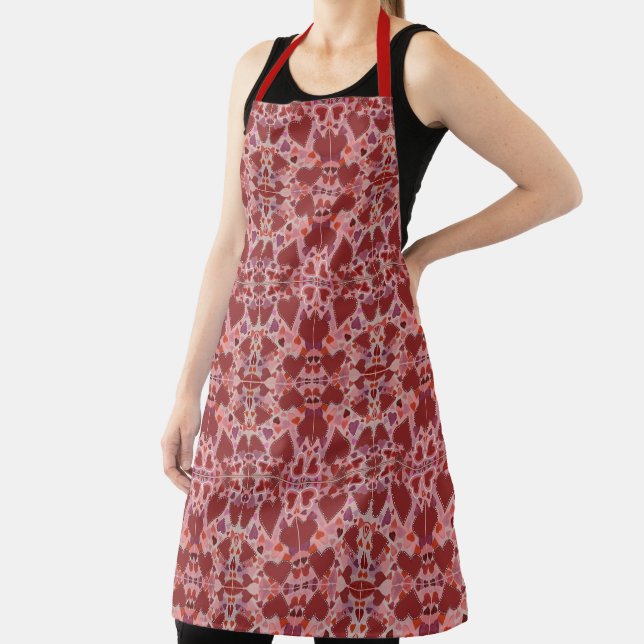 Red and Pink Hearts apron (Insitu)