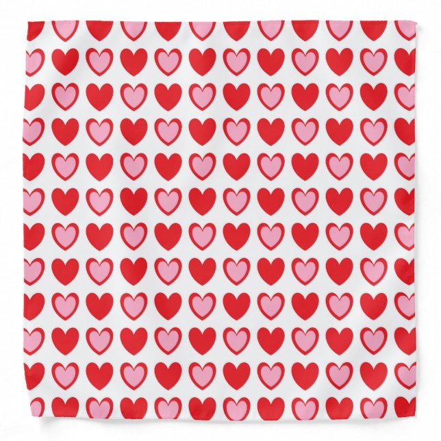 Red and Pink Hearts Bandana (Front)